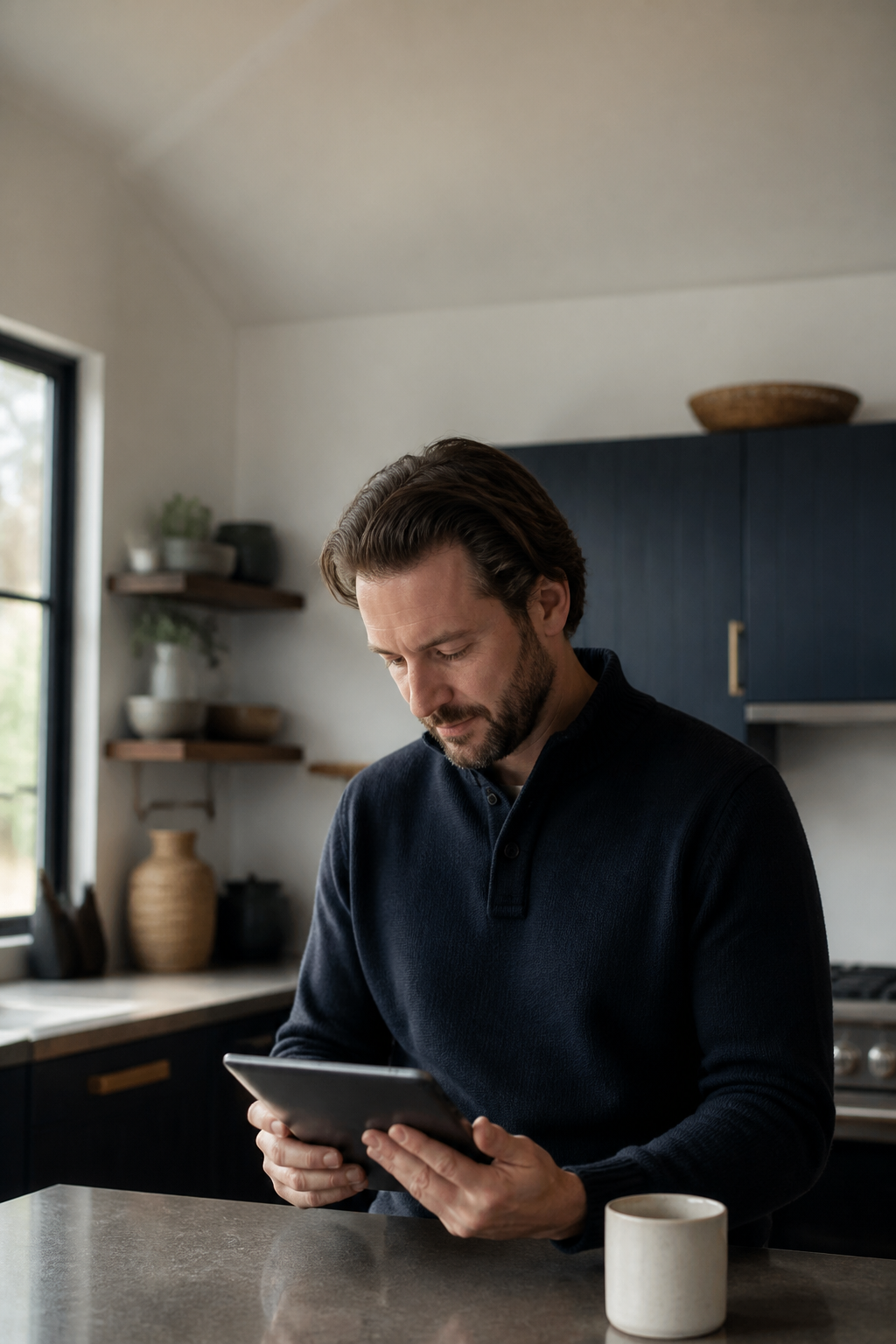 Man reviewing his personalized care plan at home